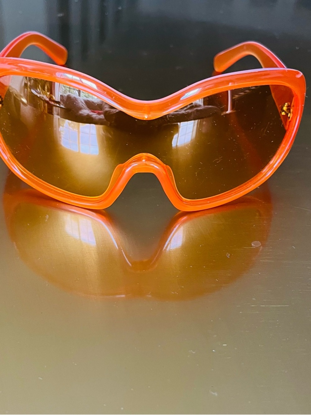 Orange Shield Sunglasses - Bold Wraparound Style